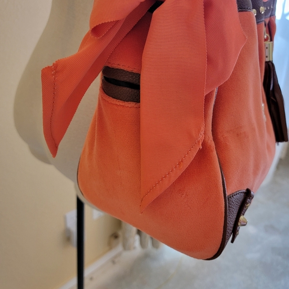Y2K Juicy Couture Velour Daydreamer Malibu Palm Tree Bag in Orange/Brown RARE - Picture 4 of 9